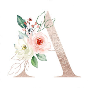 Personalised Floral Initial print for baby girls nursery - A pink