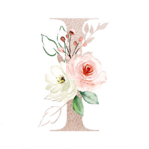 Personalised Floral Initial print for baby girls nursery - I pink