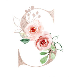 Personalised Floral Initial print for baby girls nursery - S pink