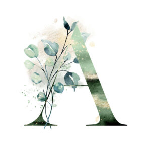 Print with green lettering - A