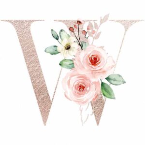 Personalised Floral Initial print for baby girls nursery - W pink