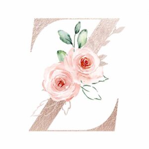 Personalised Floral Initial print for baby girls nursery - Z pink