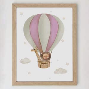 Children's balloon wall prints - Pink air balloon