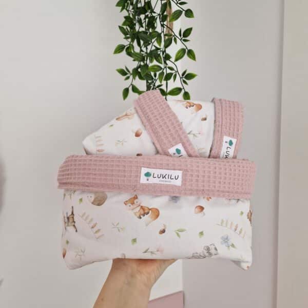 Set de cestas animales de bosque y rosa empolvado ( Telas 74 y 33)