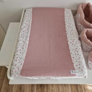 Flower changing cover with powdered pink (Fabrics 22 and 74)